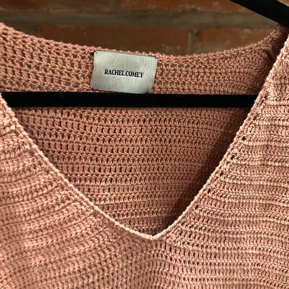Rachel Comey Pink V-Neck Sweater with Textured Knit